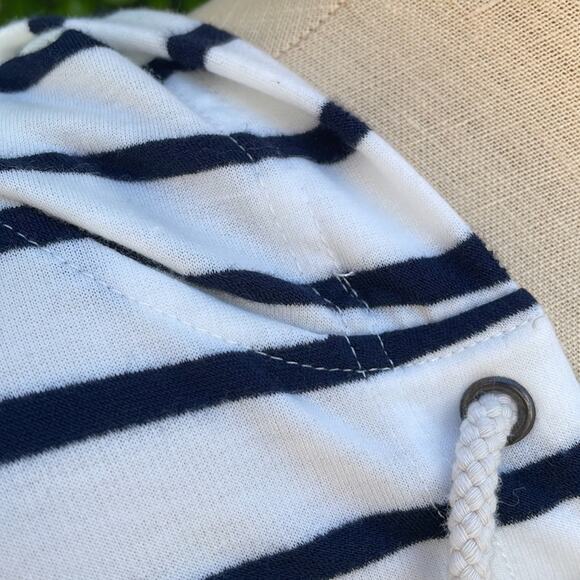 Anthropologie June and Delancey Striped Hoodie Short Sleeve Women's Large - Picture 3 of 8